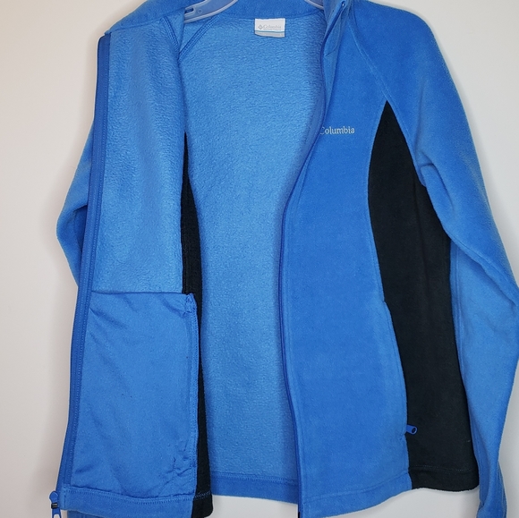 Columbia Fleece Jacket Full Zip Warm Blue Sweatshirt LARGE 12 14 - Picture 10 of 12
